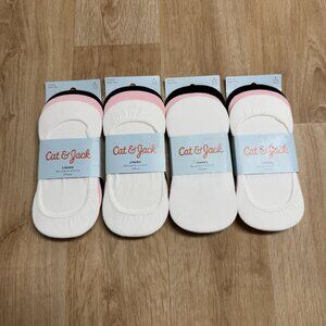 CAT & JACK SOCK LINERS 12 PAIRS GIRLS SIZE L (3-10) WHITE PINK BLACK NEW